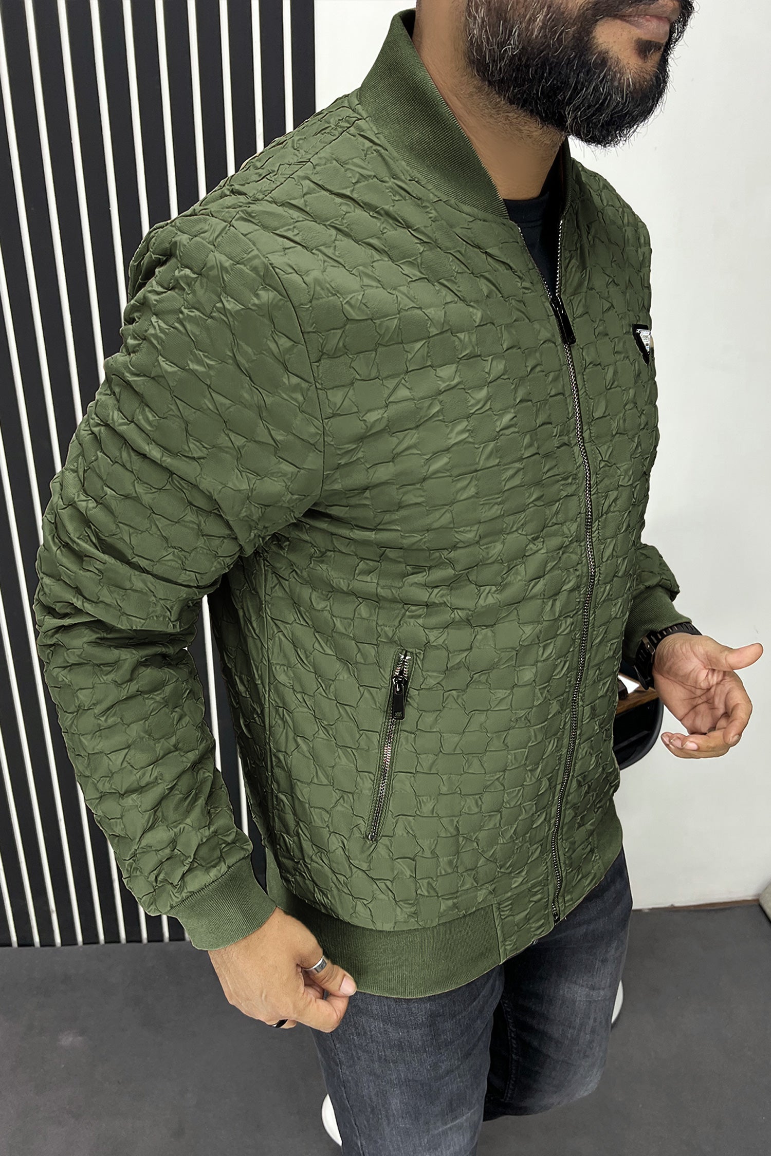 Pattern Embossed Men's Imported Light Weight Jacket