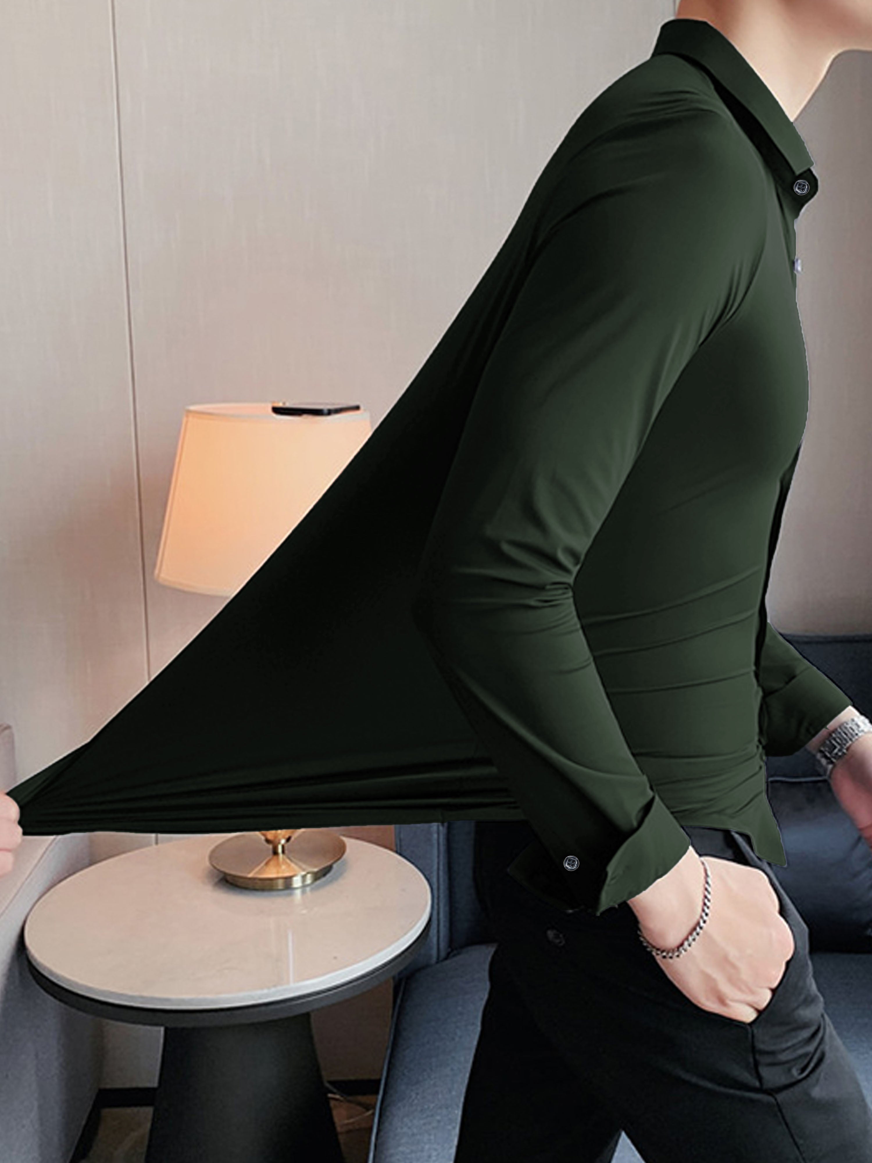 Self Textured Elastic Shirt