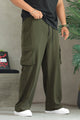 Turbo Multi-Pocket Style Loose Bottom Trouser In Olive