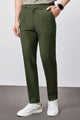 Double Plate Men's Carrot Fit Cotton Pant In Olive