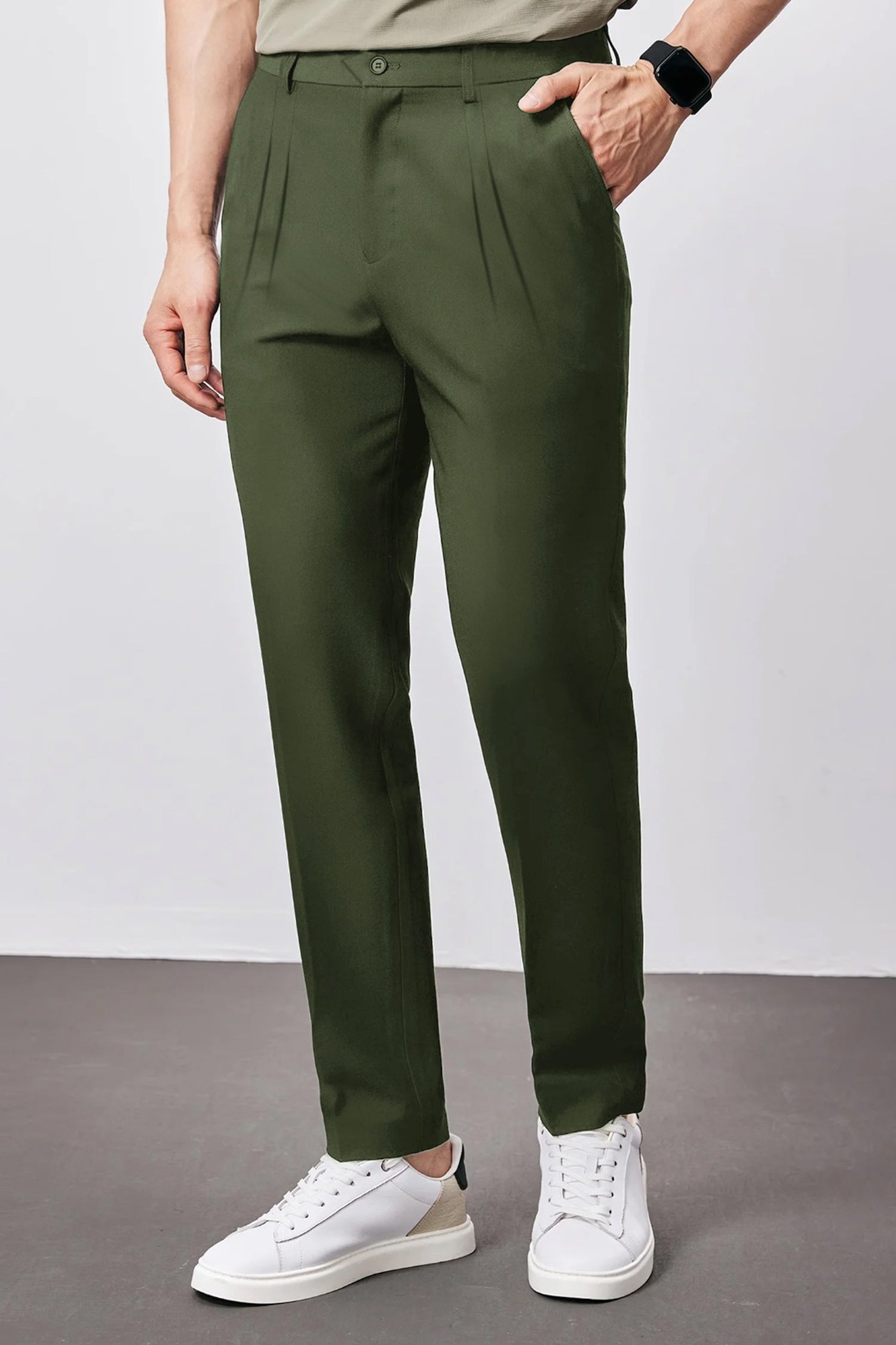 Double Plate Men's Carrot Fit Cotton Pant
