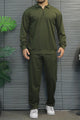 Turbo Quarter-Zip Collar Style Men's Co-Ord Set In Olive