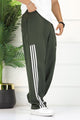 Adds Micro-Tech Half Stripes Loose Bottom Trouser In Olive