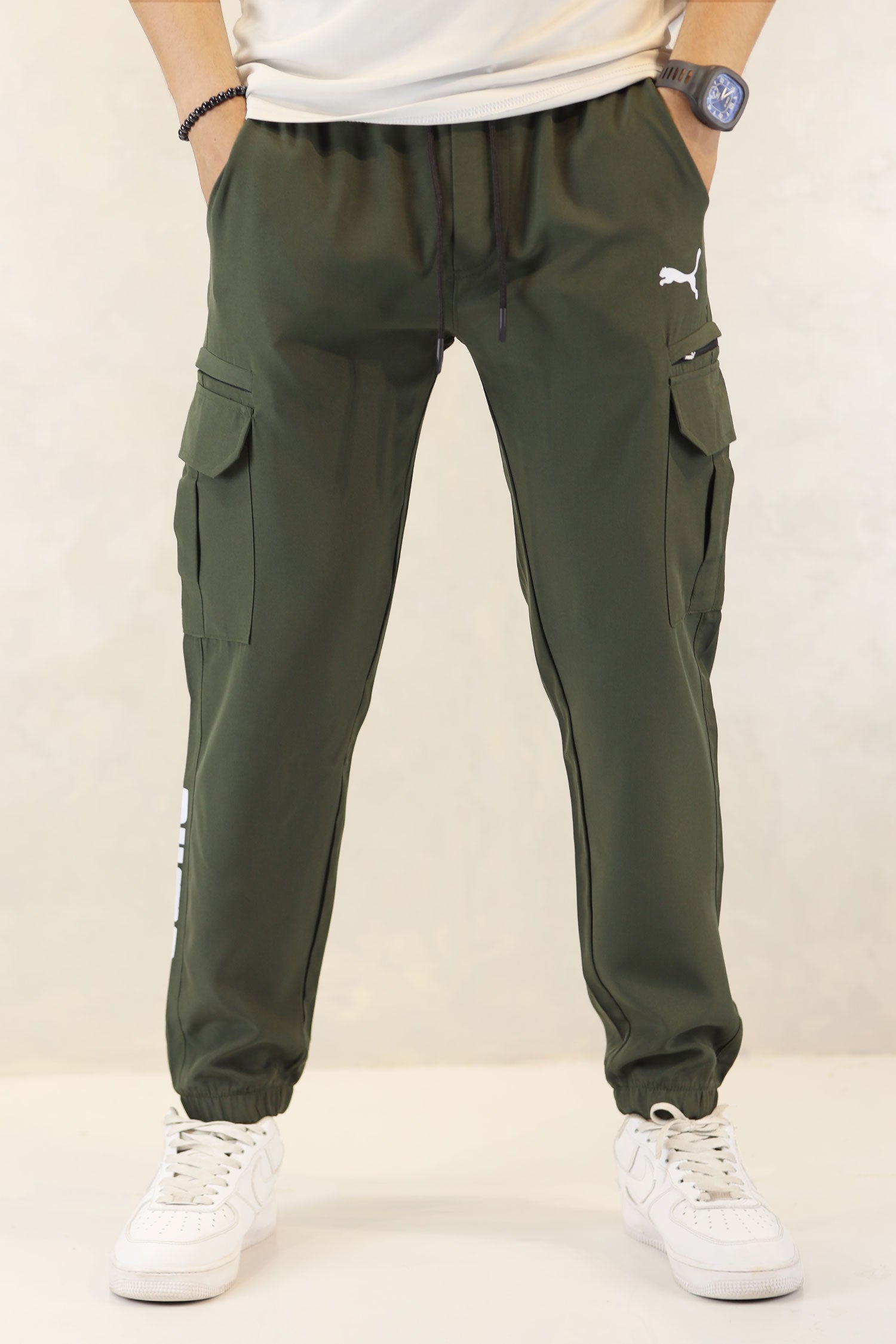 Pma x Nke Chic Micro 7 Pockets Cargo Trouser In Olive
