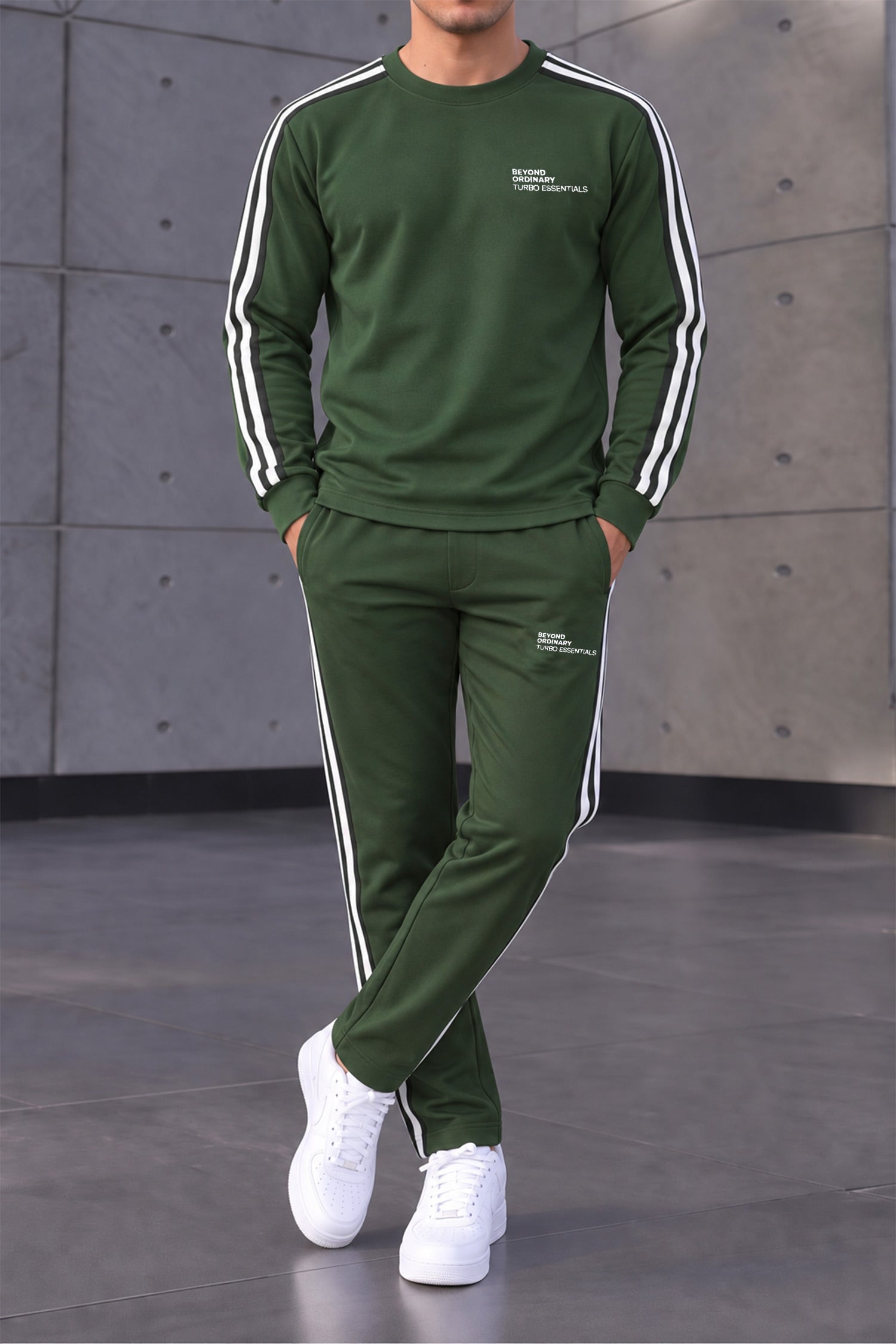 Turbo Ordinary Round-Neck Men's Co-Ord Set