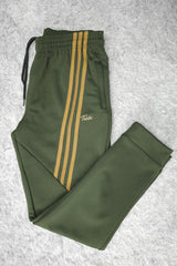 Turbo Diagonal Stripes Men Zipper Tracksuit In Dark Green