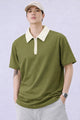 Men's Minimal Design OverSize Polo Shirt In Olive Green
