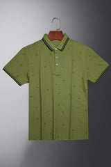 Turbo Perfect Conversational Printed Men's Polo Shirt In Olive