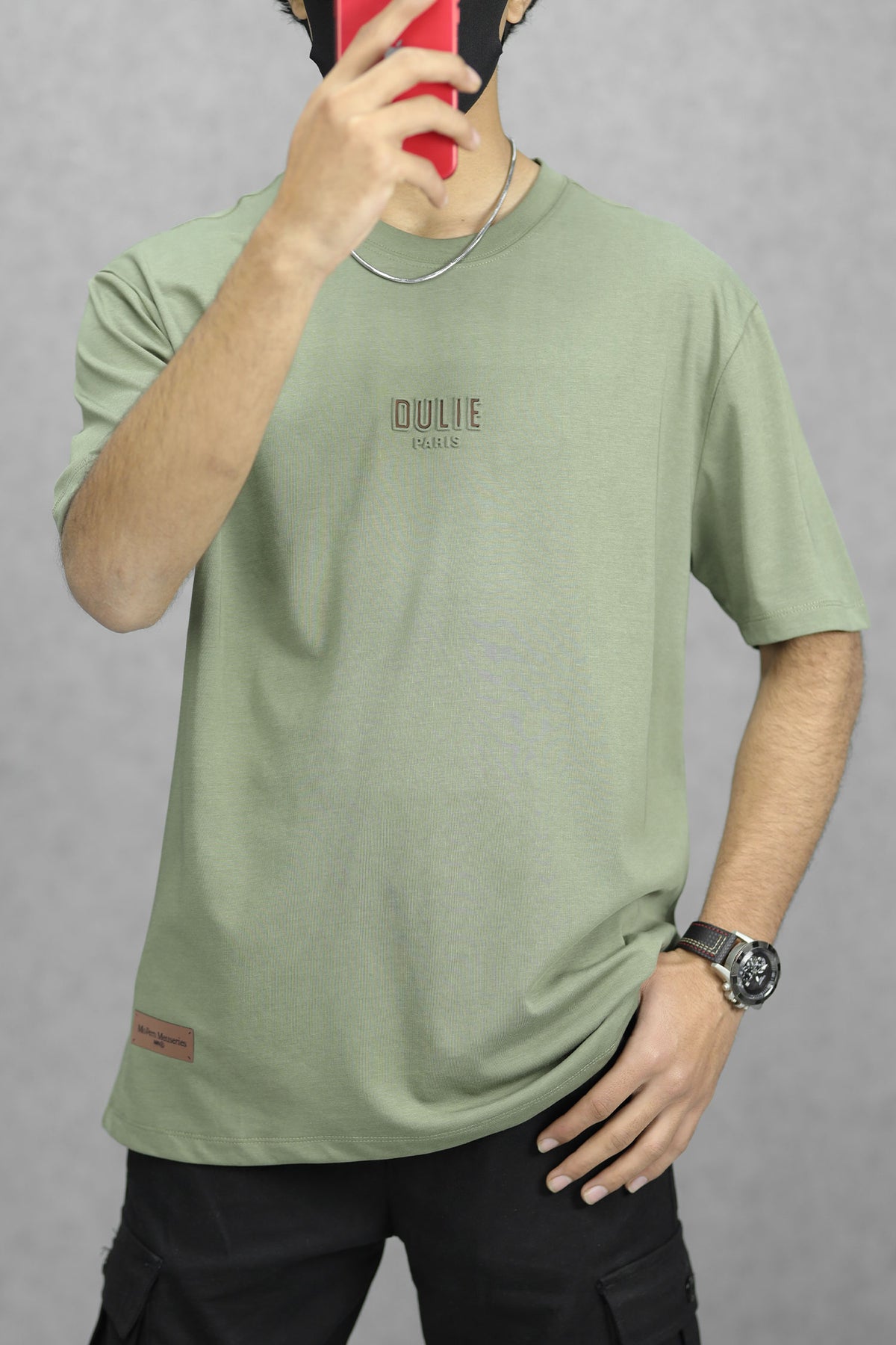 Dulie Paris Summer Imported Round Neck T-Shirt In Olive