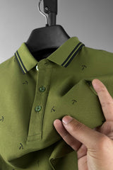 Turbo Perfect Conversational Printed Men's Polo Shirt In Olive