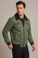 Men's Regular Fit Imported Suede Jacket In Olive