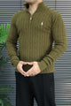 Polo Cable Knit Texture Quarter-Zip Imported Men's Jumper Sweater