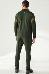 Turbo Diagonal Stripes Men Zipper Tracksuit In Dark Green