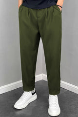 Turbo Elastic Classic Pleated Slimfit Trouser In Olive