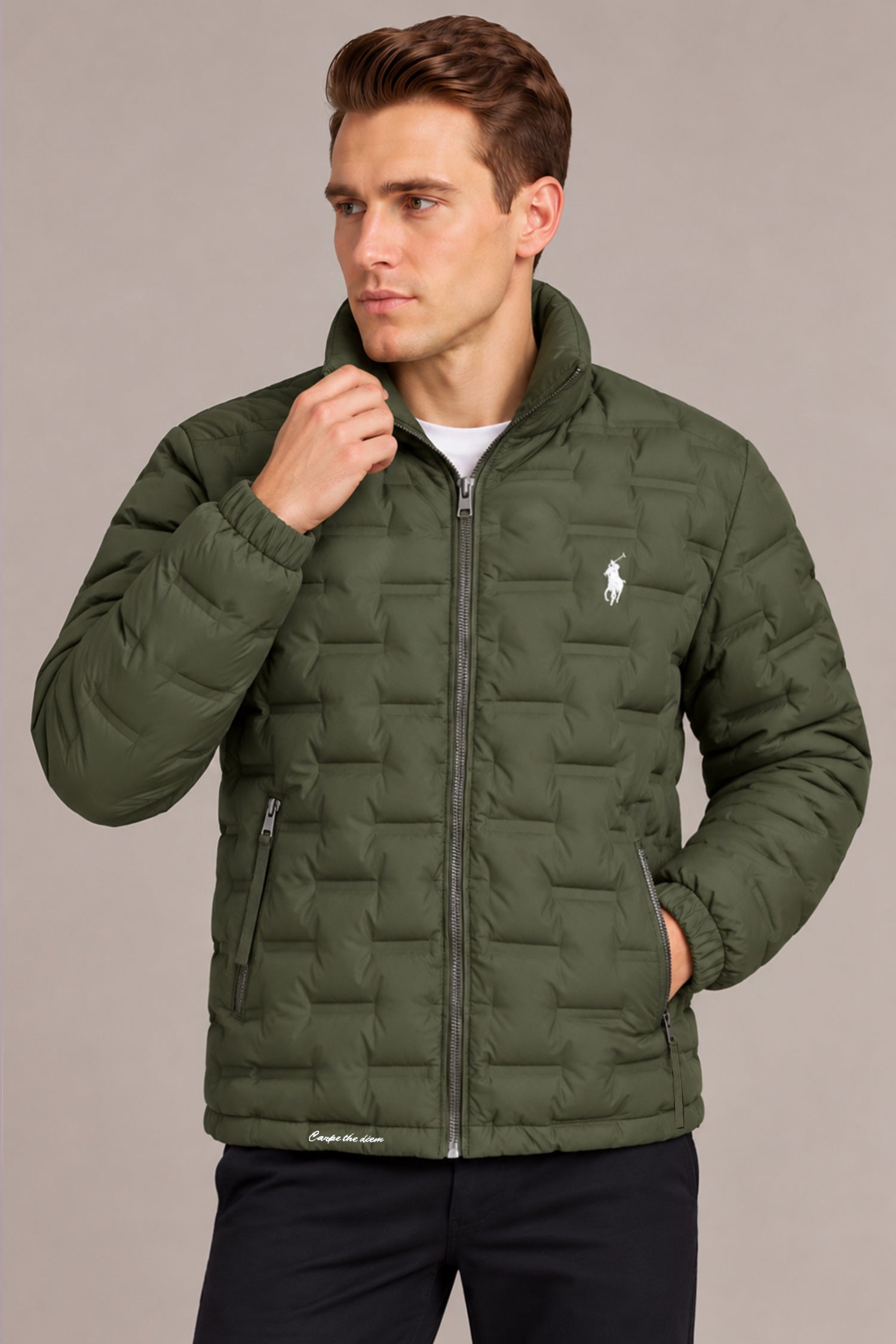 Polo Brick-Quilted Pattern Imported Puffer Jacket