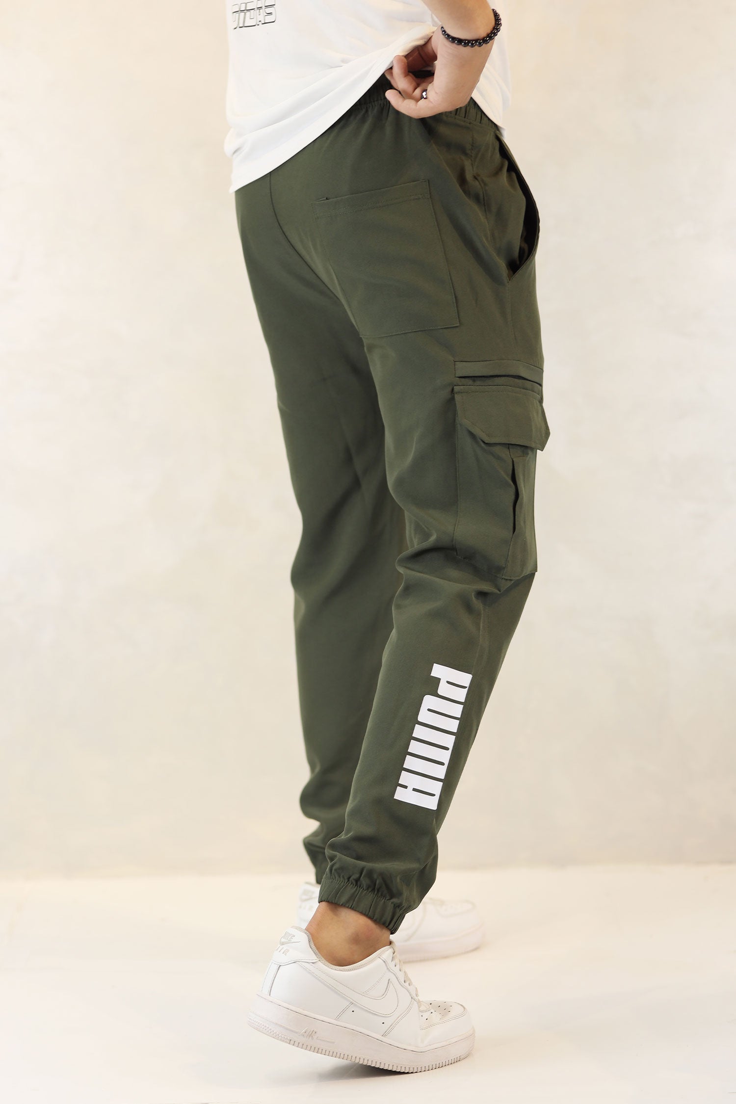 Pma x Nke Chic Micro 7 Pockets Cargo Trouser In Olive