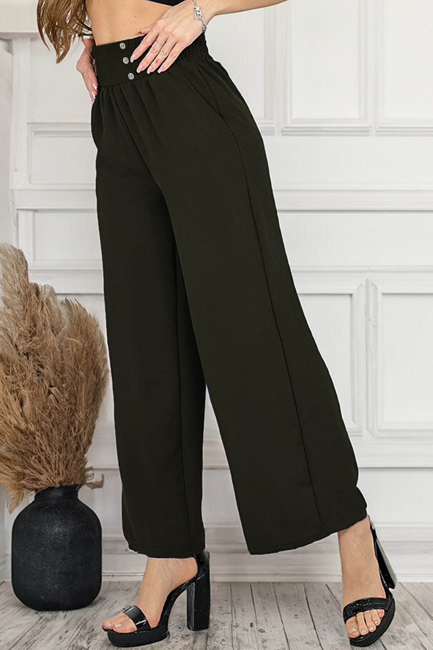 Trendy Button Threadz Belted Comfy Flapper Trouser - Women