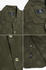 Embossed Floral All Over Casual Shirt In Olive