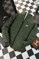 Nke Reversible Double Face Sherpa Imported Puffer Jacket In Olive