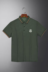 Turbo True Gentleman Embroidered Men's Polo Shirt In Olive