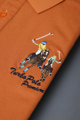 Turbo Polo Club Horse Pony Badge Men's Polo Shirt In Orange