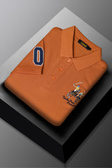 Turbo Polo Club Horse Pony Badge Men's Polo Shirt In Orange