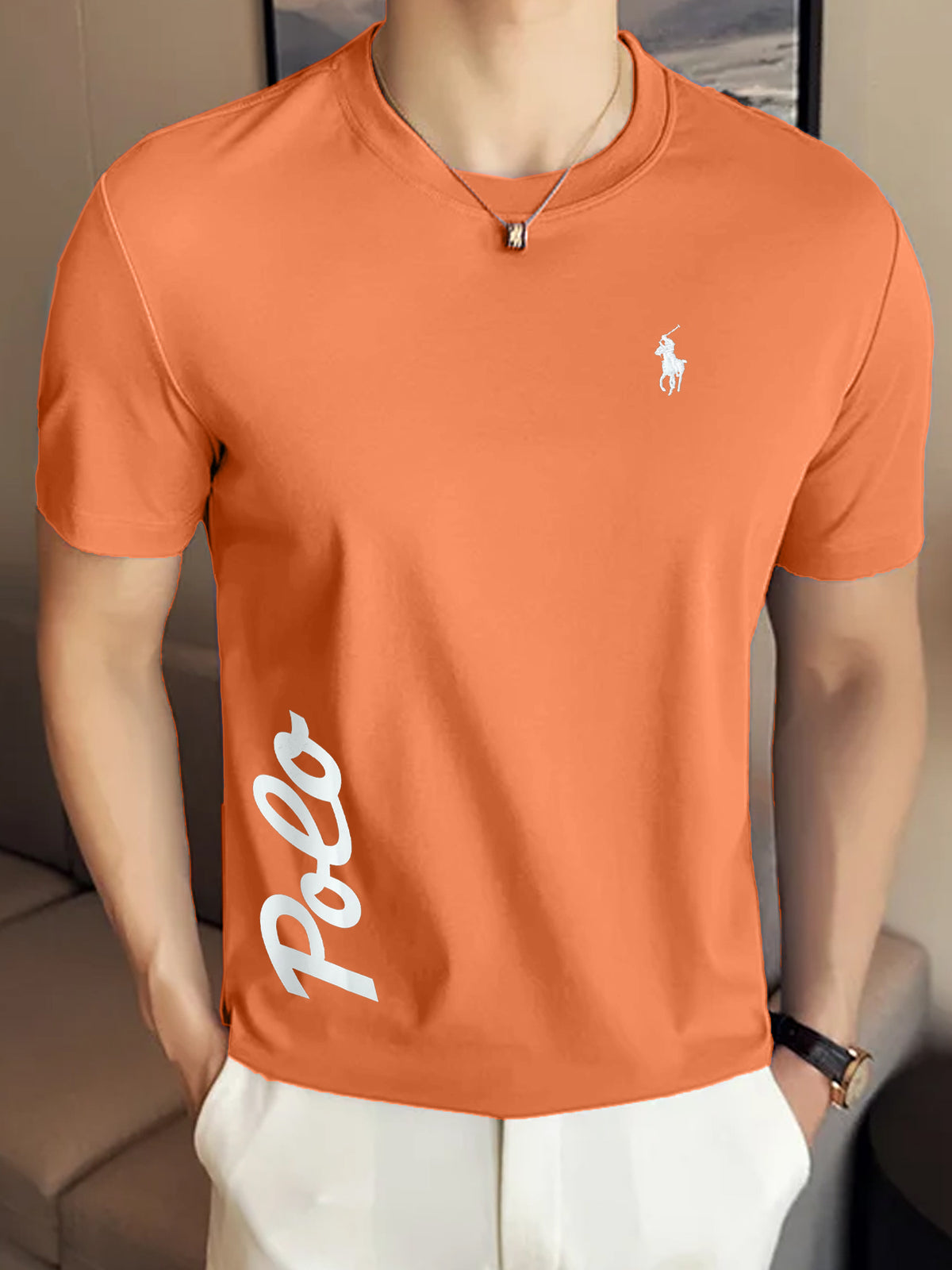 Rph Luren Polo Writing Graphic Crew Neck Tee
