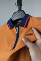 Turbo Record Zip Collar-Block Men's Polo Shirt In Orange