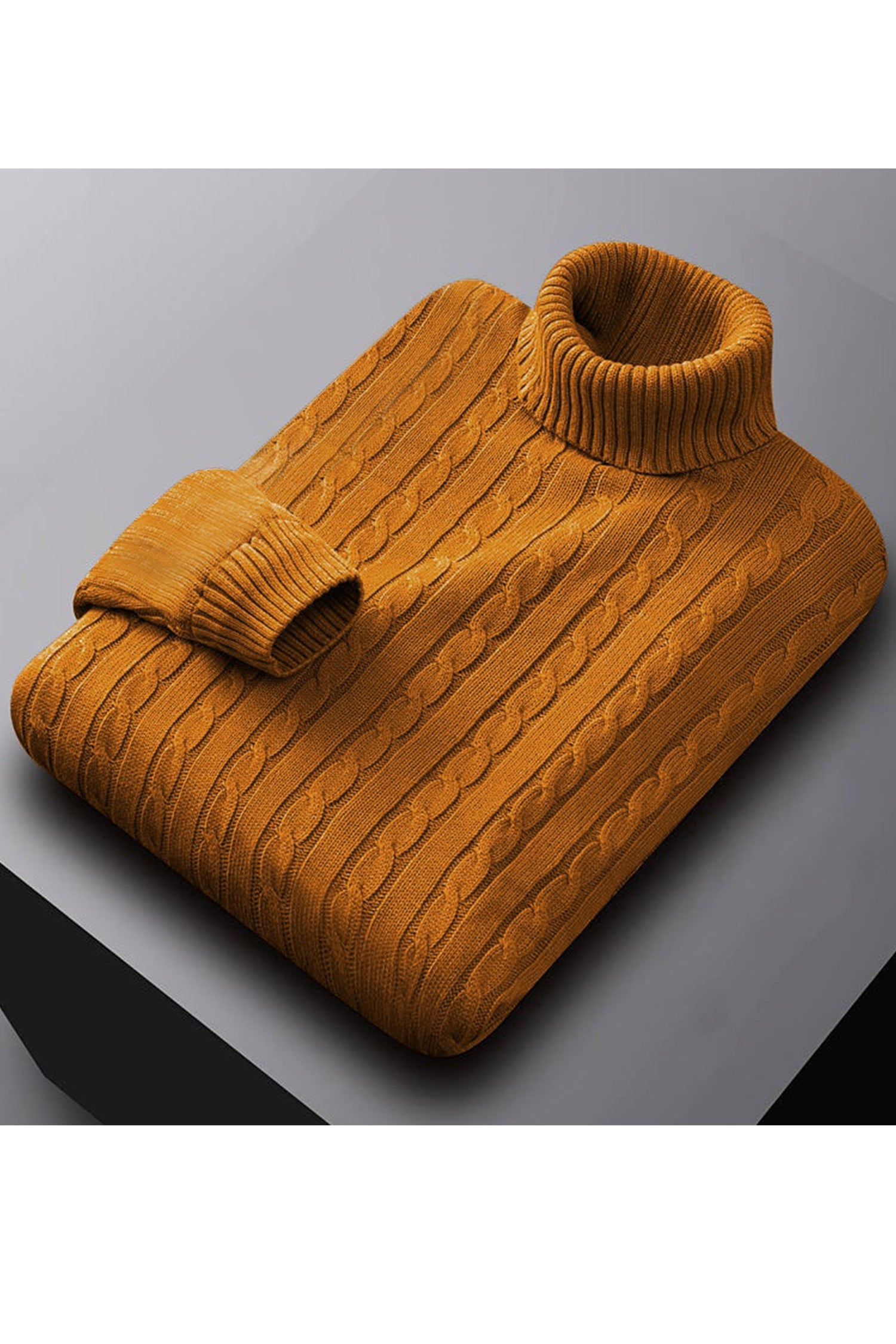 Textured Pattern Turtleneck Cashmere High Neck