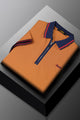 Turbo Record Zip Collar-Block Men's Polo Shirt In Orange