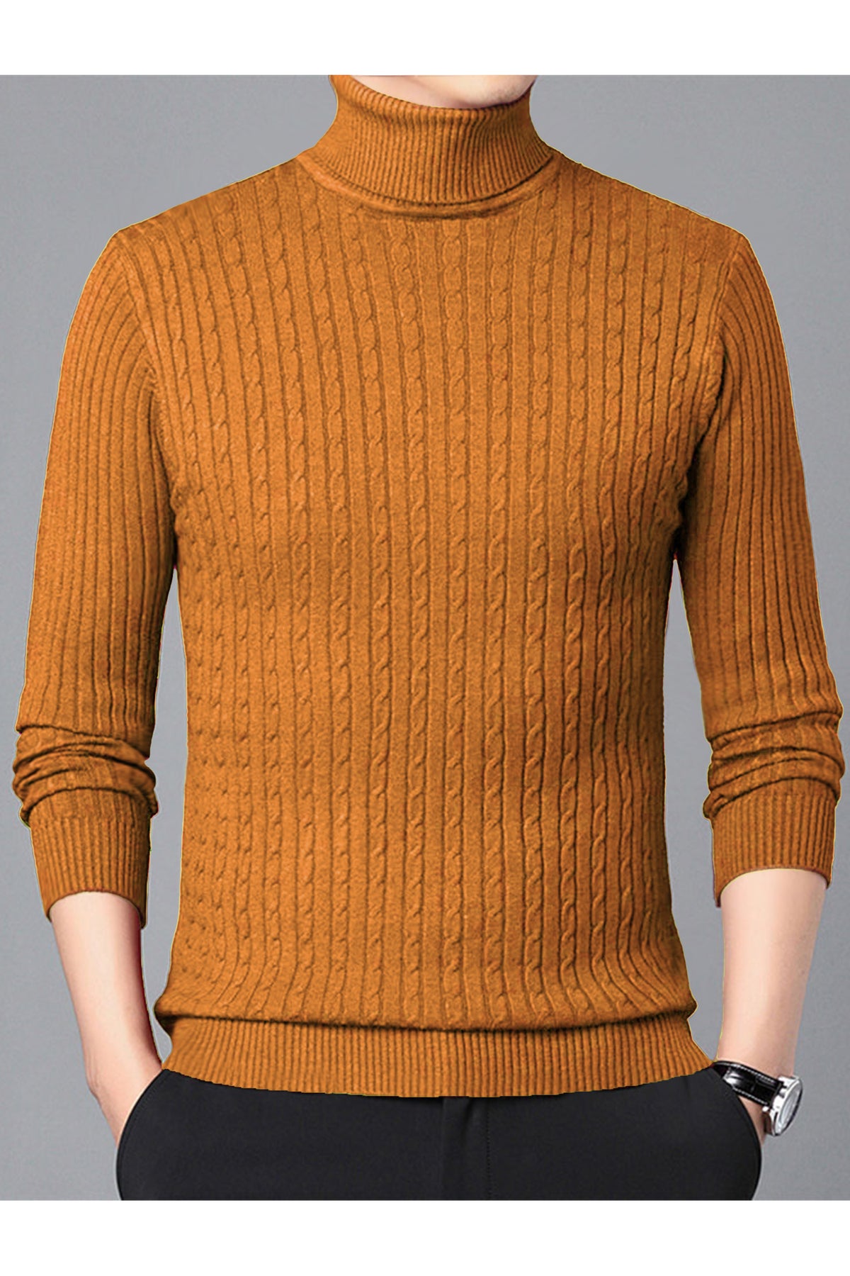 Textured Pattern Turtleneck Cashmere High Neck