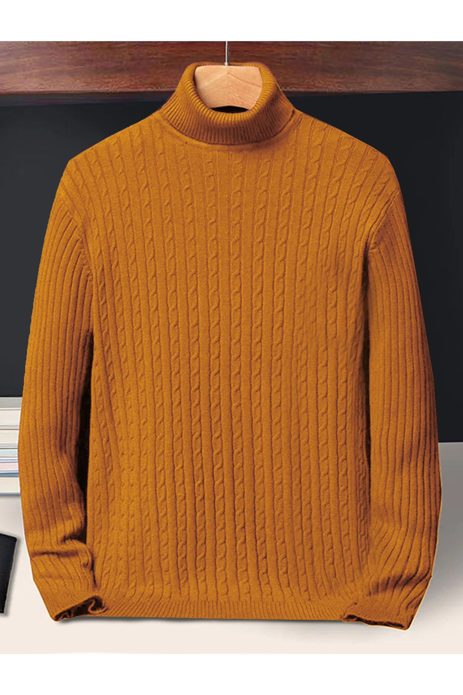 Textured Pattern Turtleneck Cashmere High Neck