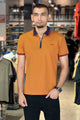 Turbo Record Zip Collar-Block Men's Polo Shirt In Orange
