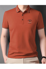 Tipped Collar Embroidered Men's Polo Shirt