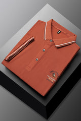 Tipped Collar Embroidered Men's Polo Shirt