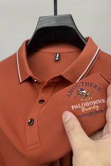 Tipped Collar Embroidered Men's Polo Shirt