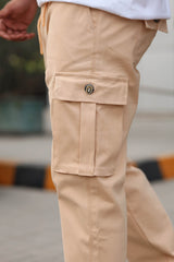 Turbo Loose Bottom Cargo Trouser In Peach