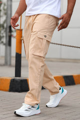 Turbo Loose Bottom Cargo Trouser In Peach