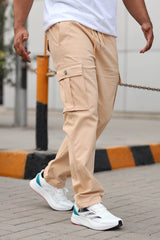 Turbo Loose Bottom Cargo Trouser In Peach