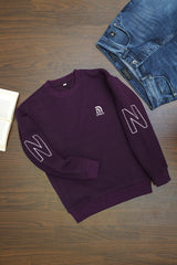 Embriodered Alphabet Round Neck Imported Men's Sweatshirt