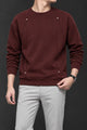 Turbo Geometric Piping Imported Round Neck Men's Sweatshirt In Plum