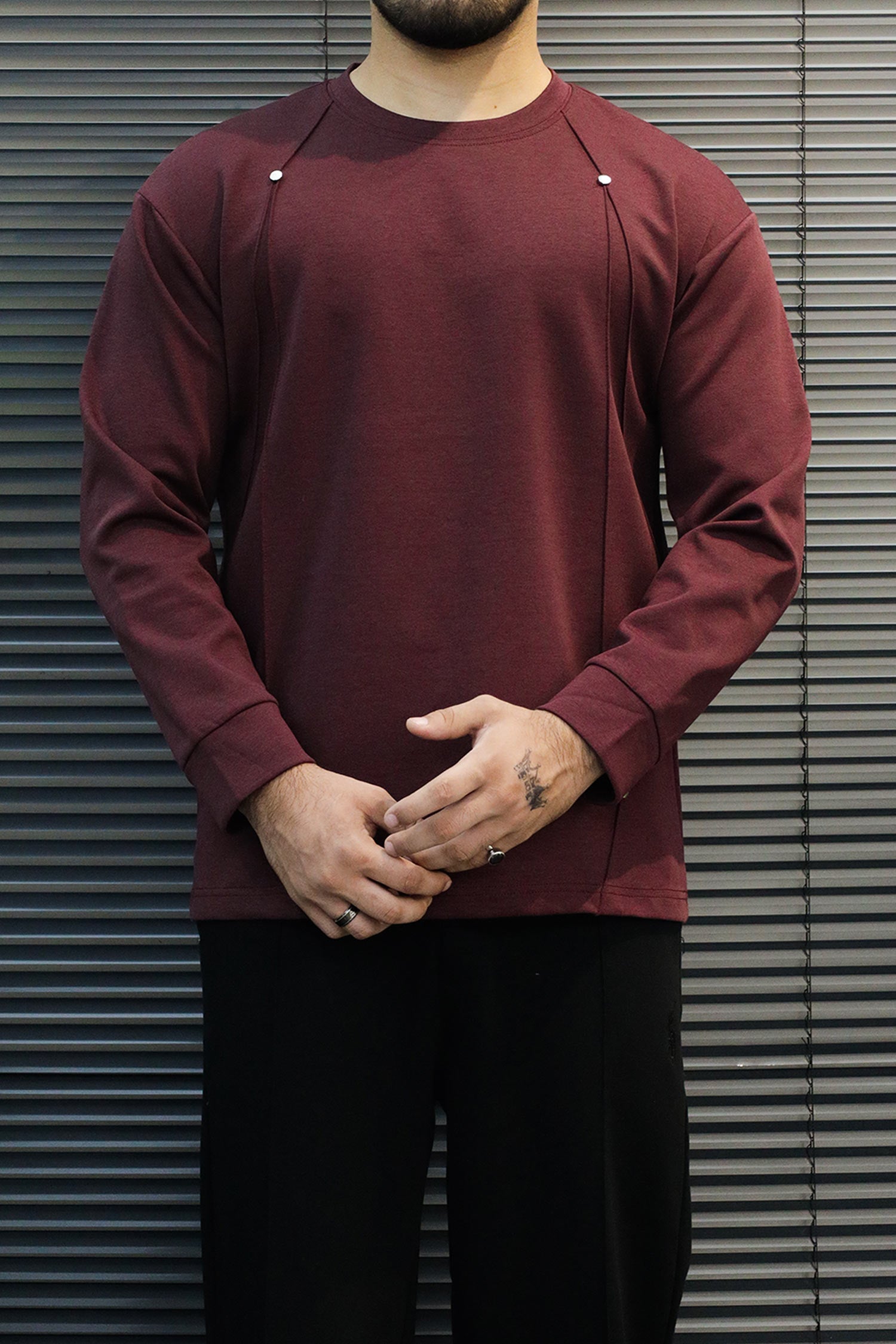 Turbo Geometric Piping Imported Round Neck Men's Sweatshirt