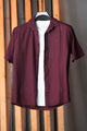 Turbo Minimalist Design Half Sleeve Casual Shirt In Plum
