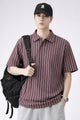 Turbo Vertical White Striped Pattern Polo T-Shirt In Plum