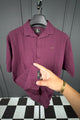 Turbo Minimalist Design Half Sleeve Casual Shirt In Plum