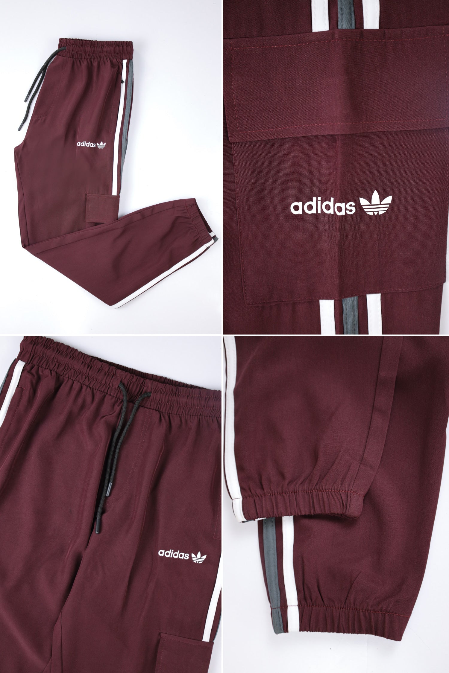 Adds Micro Stripes Slimfit Imported Sportswear Trouser In Plum