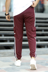 Adds Micro Stripes Slimfit Imported Sportswear Trouser In Plum