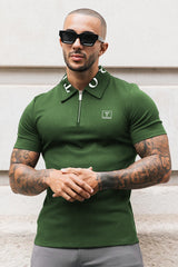 Turbo Letter Writing Zip Collar Men's Polo Shirt