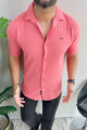 Turbo Designer Motif Embossed Casual Shirt In Pastel Pink