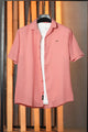Turbo Designer Motif Embossed Casual Shirt In Pastel Pink